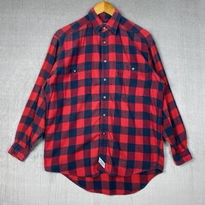 Vtg Levis Flannel Mens S Buffalo Plaid Button Up Long Sleeve Grunge Western